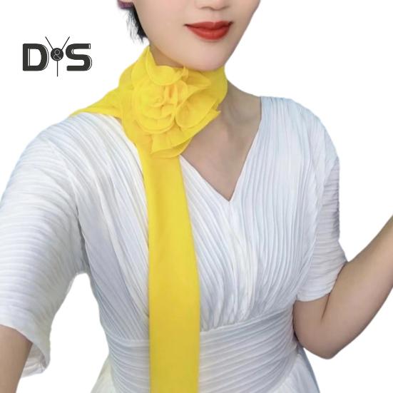 Шифоновый атласный длинный шарф с цветочным декором, дышащая универсальная пляжная шаль, защита от солнца, шифоновая шаль, повседневная одежда