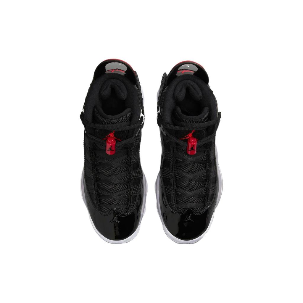 Air Jordan 6 Rings GS Черный Металлик Серебристый Детские Кроссовки Белый Огненно-Красный FZ4186-010