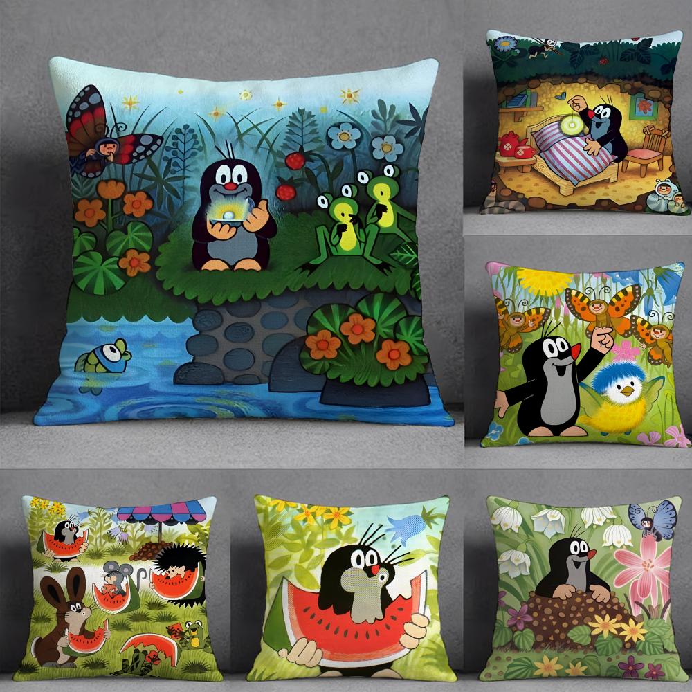 The LLittle Mole Anime Pillow Case Pillowcase Doublesided Printed Sofa Cushion Bedroom Headboard Pillow