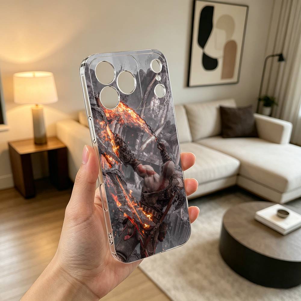 God of war Battle Karatos GAME  Phone Case Transparent Silicone Soft For iPhone 17 16 15 14 13 12 11 Mini Pro Max Plus