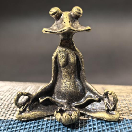Медитирующая лягушка фигурка сплав мини статуэтка дзен лягушки ретро миниатюрная лягушка настольное украшение для дома офиса гостиной декорация