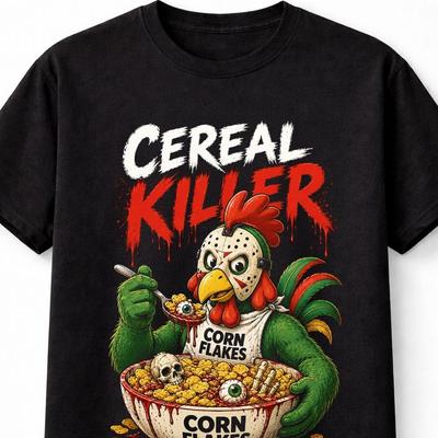 Cereal Killer Horror Chicken Corn Flakes Slasher Unisex TShirt