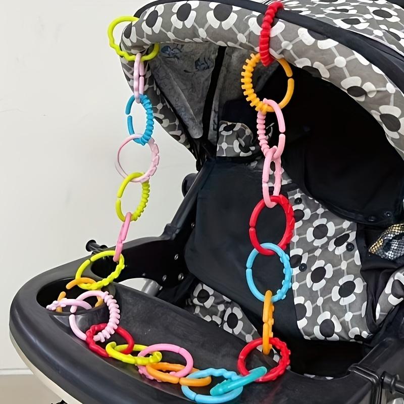 Connecting Rings Rainbow Hanging Ring, Handheld Grasp for Babies And Toddlers, Stroller Car Seat Crib Playmat Attachment Infant