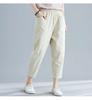 Middle-aged and Elderly Mother's Pants Straight High Waist Solid Color Washed Cotton Linen Casual Women's Eight-point Pants