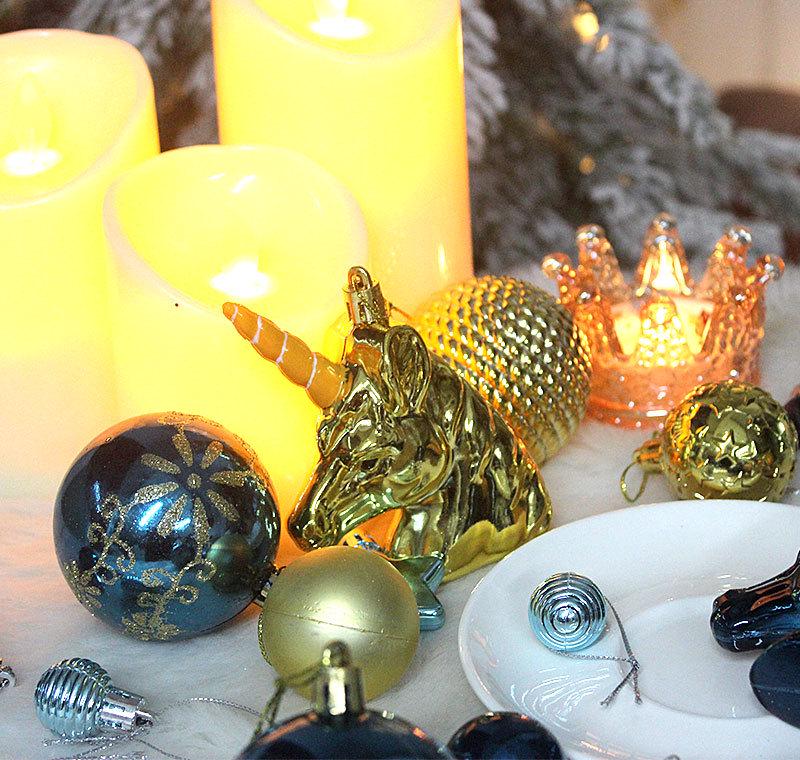 Набор из 72 нерегулярных расписных и гальванизированных рождественских шаров для украшения елки