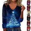 Women's Cute Sweatshirt Knitted Fashion Casual V-neck Long-sleeved Cozy Print Top