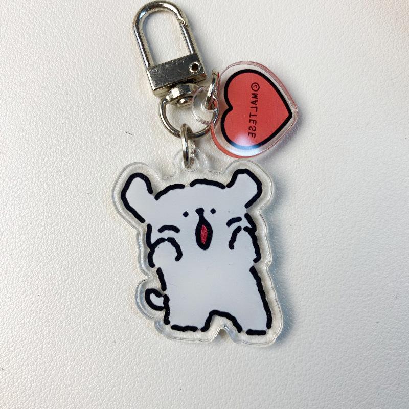 Милый мультяшный акриловый брелок в виде щенка собаки, забавный мультяшный милый школьный кулон, аксессуары, маленький подарок