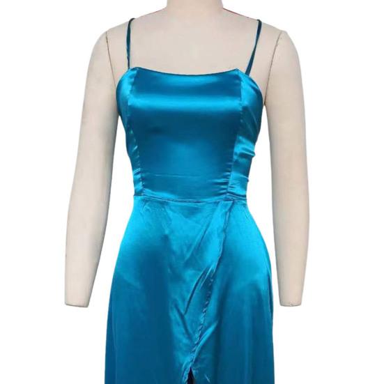 Женское вечернее платье с бретелькой на шее и открытыми плечами, атласное с высоким разрезом, без рукавов, с открытой спиной, длиной до пола, с перекрестными задними карманами, бальное платье для выпускного, свадьбы, вечеринки, невесты