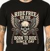 Футболка с крыльями и черепом Ride Free Or Die Рожденный кататься Байкерская мотоциклетная графическая футболка