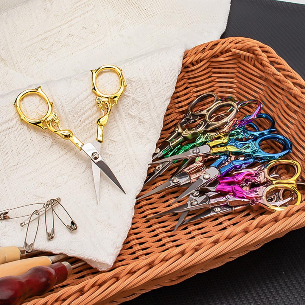 Vintage Engraved Stainless Steel Embroidery Scissors Multi Purpose Craft Tool For Sewing Feather Trimming And Decorative Display