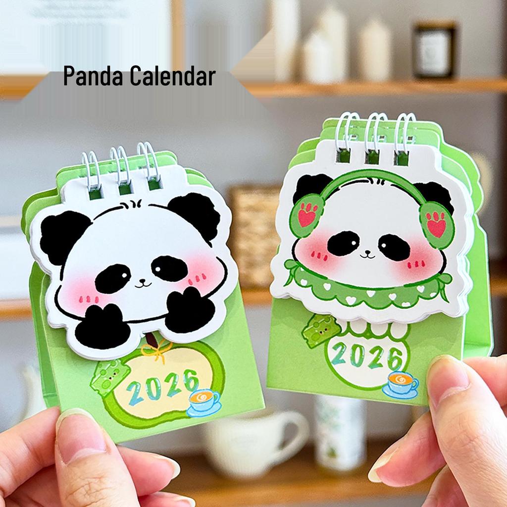 2026 Cute Panda Mini Desk Calendar: Cartoon Desk Planner & Ornament