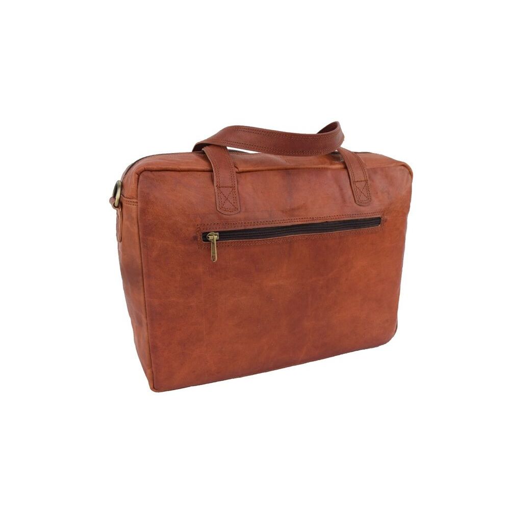 Goat Leather Office Briefcase Messenger Bag 15 In Laptop Satchel Shoulder Bags