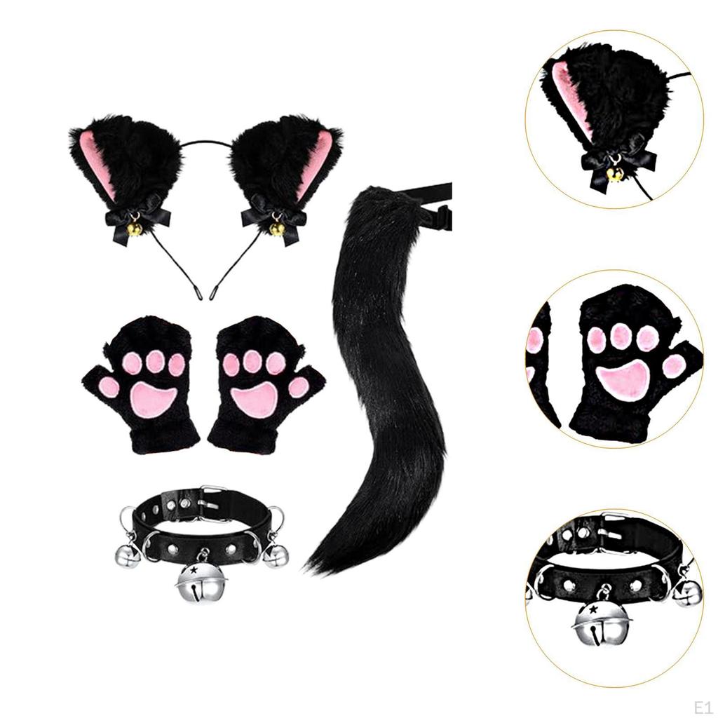 Лисьи уши хвост перчатки воротник комплект животных косплей для карнавала