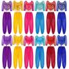Womens Belly Dance Outfit Sequined Chiffon Top with Bloomers Pants Self Tie Back Design for Stage Performances