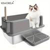 Нержавеющая сталь Кошачий туалет Экстра Большой 20 л XL С Крышкой и Лопаткой Не Протекающий Легко Чистить Металлический Лоток Для Кошачьего Туалета Для 2 Кошек