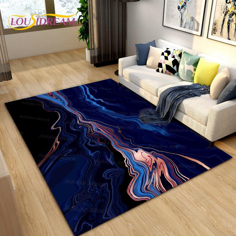 Скандинавский черный цвет, золотой мраморный коврик, большой, ковер для гостиной, спальни, дивана, коврик для украшения, детский нескользящий напольный коврик