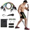 Resistance Bands - ELASTIBAND - Set of 5 - Foam Handles - Ankle Straps - Carry Bag