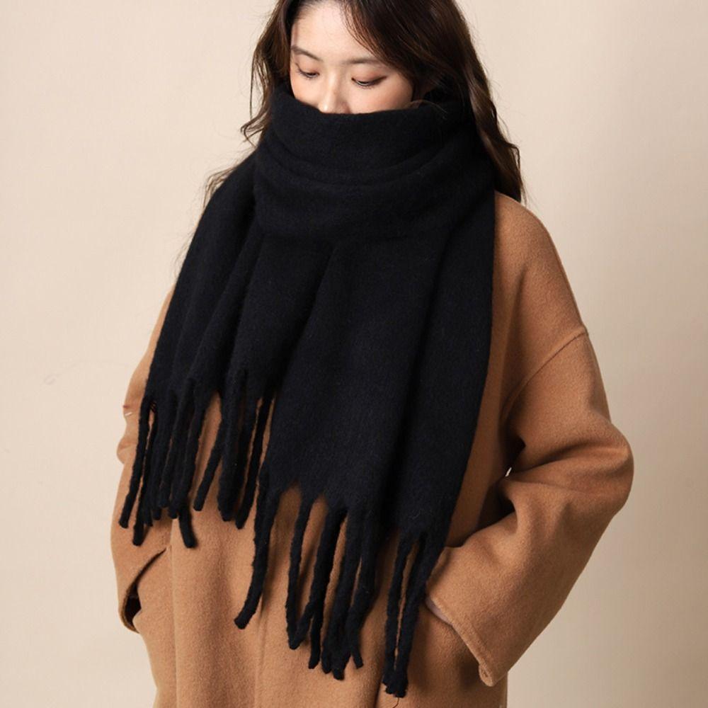 Mohair Winter Wool Scarf Plush Long Shawl Retro Winter Cashmere Scarves Girl