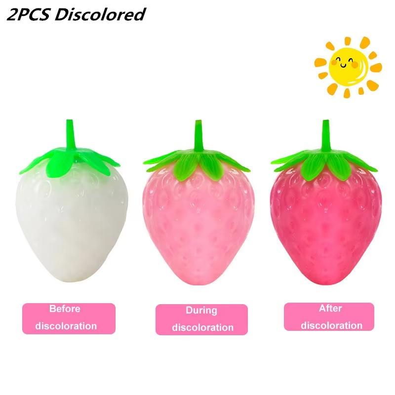 Имитация Меняющего цвет Клубничного Сквиши Фрукта Ручной Антистресс Сжимаемый Мяч Игрушки для Снятия Стресса для Детей Сенсорный Аутизм