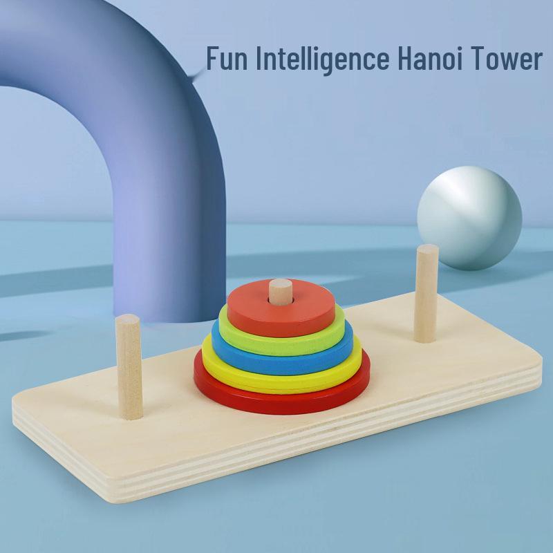 Hanoi Tower 8-10 Layer Wooden Toy for Developing Children's Logical Thinking and Intelligence