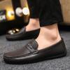 Fashion Summer Leather Men Loafers Breathable Flats Mens Casual Shoes Moccasins Man Lightweight Driving Shoes Wedding Shoes