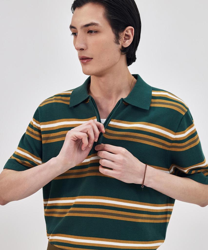 THEKNITCOMPANY Поло-рубашка Orea с молнией и полосками - Posie Green