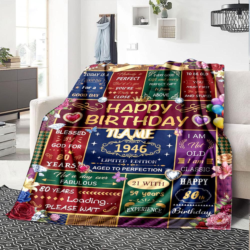 Happy 80Th Birthday Throw Blanket Soft Cozy Perfect For Sofa Couch Office Bed Picnics For All Occasions Cozy Home Lovers Unique Gift For Family And