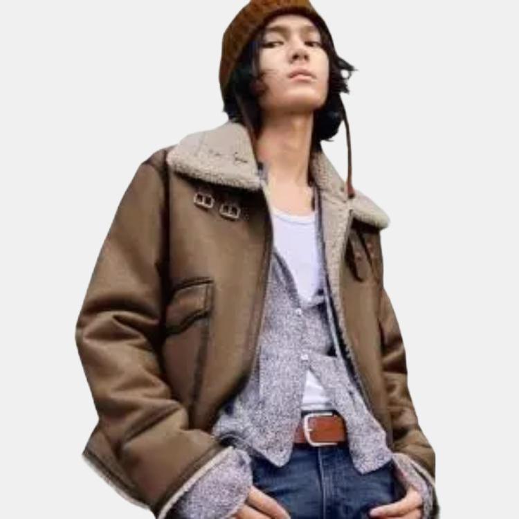 Levis FW24 Performance Warm Fleece Series Куртка из искусственной овчины с регулируемой молнией Мужская куртка Коричневый 002NB-0000
