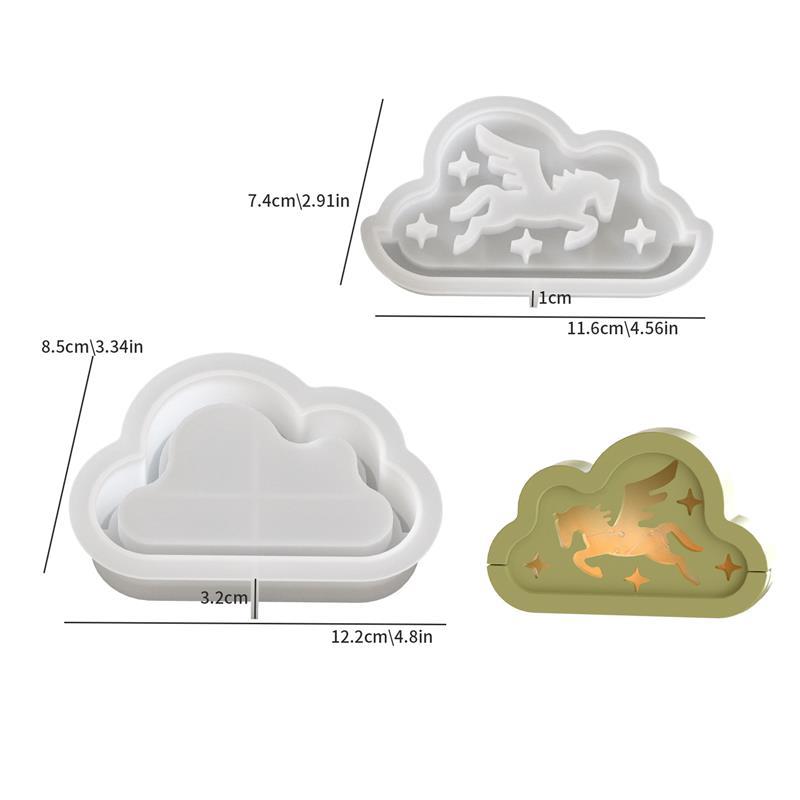 Cloud Gift Box Mirror Silicone Mold DIY Hollow Starry Sky Deer Love Lamp Silhouette Molds Plaster Resin Craft Making Home Deco
