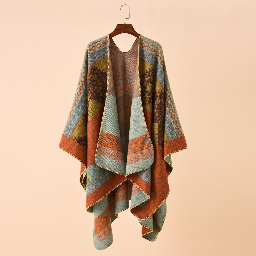 Striped Colorblocking Travel Shawl Elegant Personalized Printed Poncho