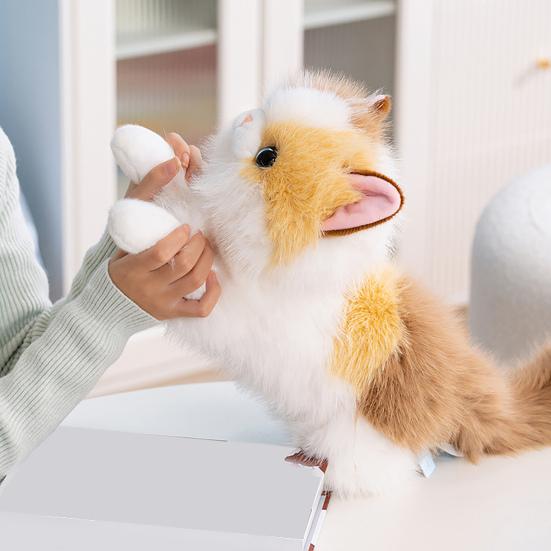 Реалистичная плюшевая игрушка сиамский кот со звуком, реалистичный котенок, мягкая игрушка-кукла, мяукающий интерактивный кот, декор