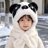 Windproof Children's Hooded Scarf 2-in-1 Hat Scarf Cute Winter Kids Plush Hat  Outdoor