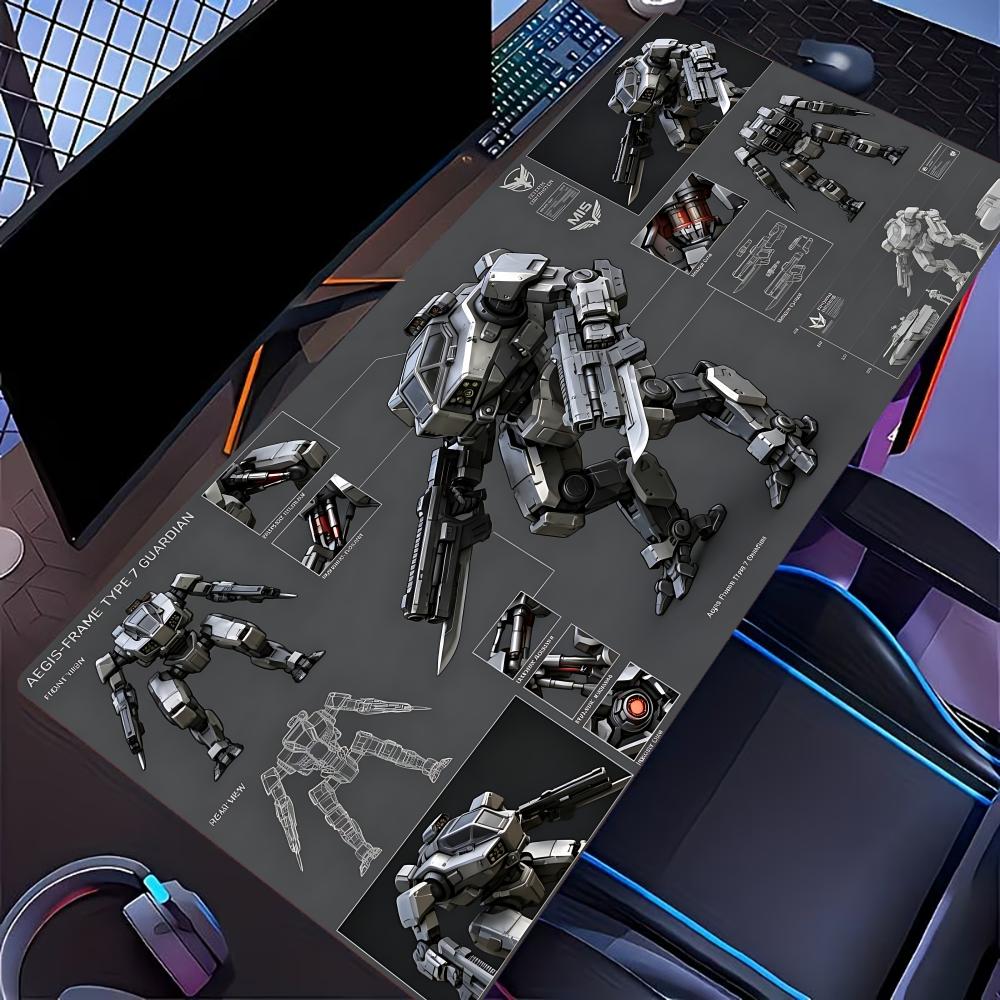 Sci-Fi Mech Armor Mecha Blueprint XXL Deskmat Futuristic Rifle Spaceship Large Non-Slip Rubber Keyboard Gaming Office Mouse Pad