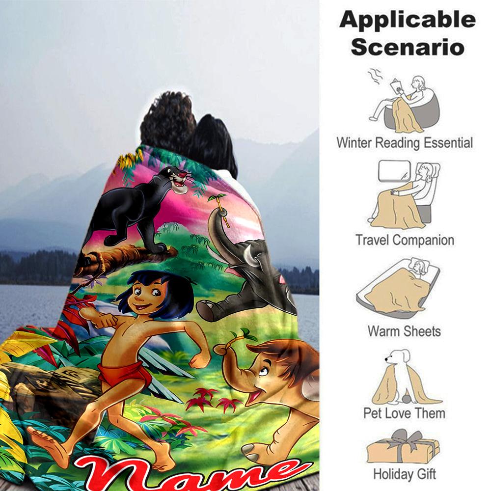 Customiz Name Personality The Jungle Book Blanket Soft &Warm Sofa Office Bed Travel Lunch Break Blanket, Gift Suitable All Seasons