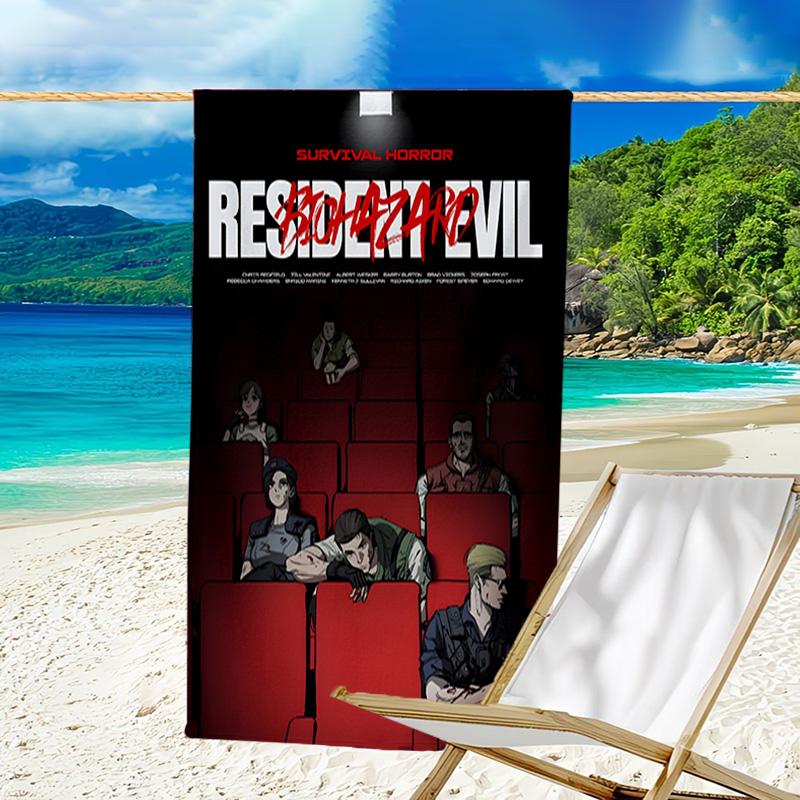 1pc Resident Evil Beach Towel, Beach and Seaside Swimming Pool Equipment, Fashion Pattern, Rectangular, Travel Essentials