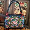 Yogodlns Двусторонняя двухслойная сумка с вышивкой в ​​этническом стиле, холщовая сумка, женская сумка среднего и пожилого возраста с вышивкой