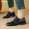 Базовые женские туфли-лодочки с круглым носком из натуральной кожи для офиса, женские туфли на шнуровке на толстом каблуке, весна-лето 2024, новые сапоги