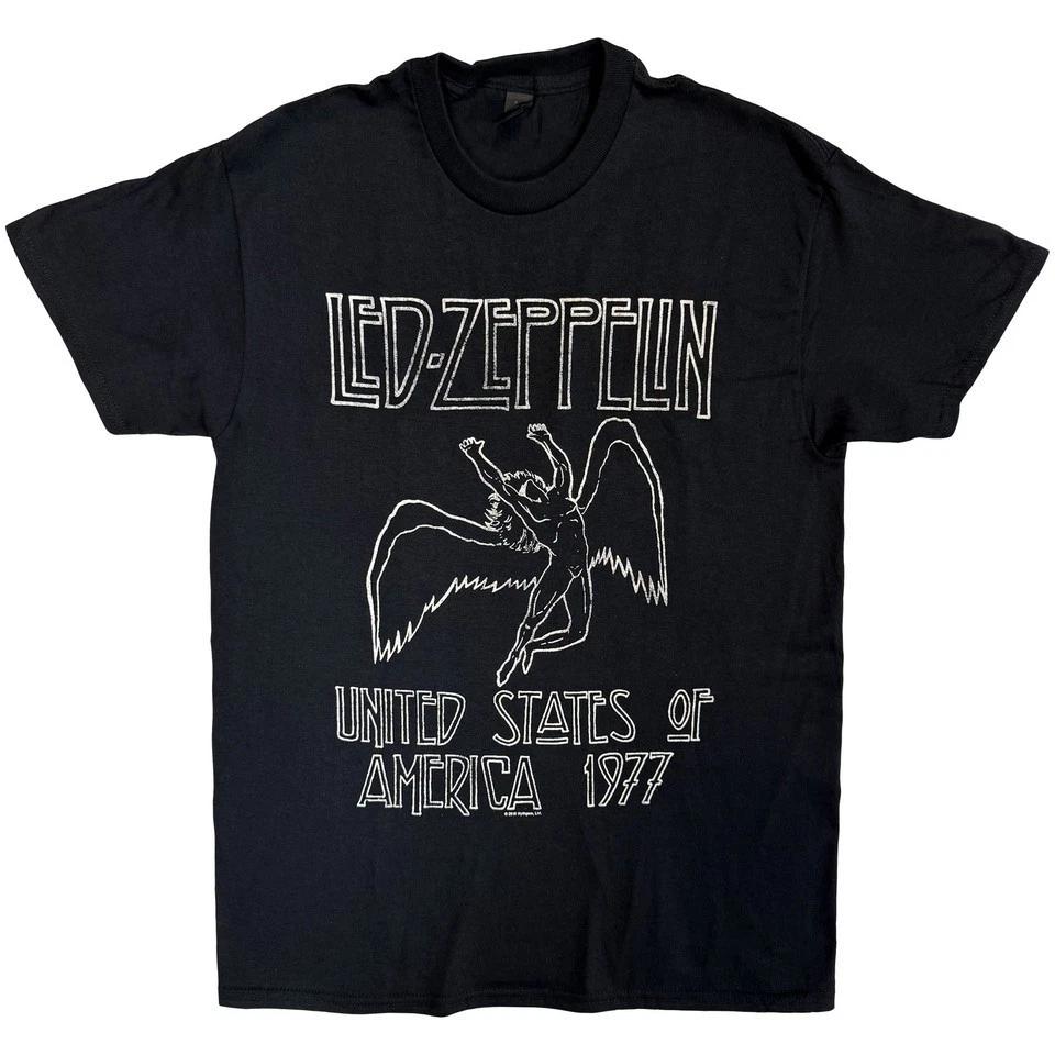 Футболка Led Zeppelin Тур по США 77 Официальная мужская Черная Мерч Классический Рок США 1977