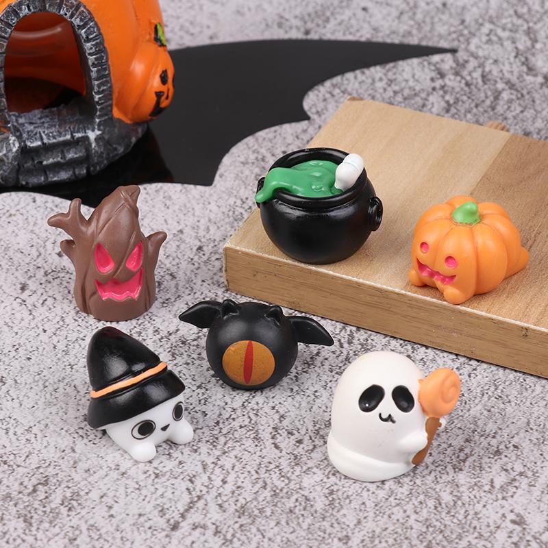 6 шт. милые миниатюрные фигурки из микропейзажа на Хэллоуин, поделки из смолы, украшение для рабочего стола в виде мини-сада фей