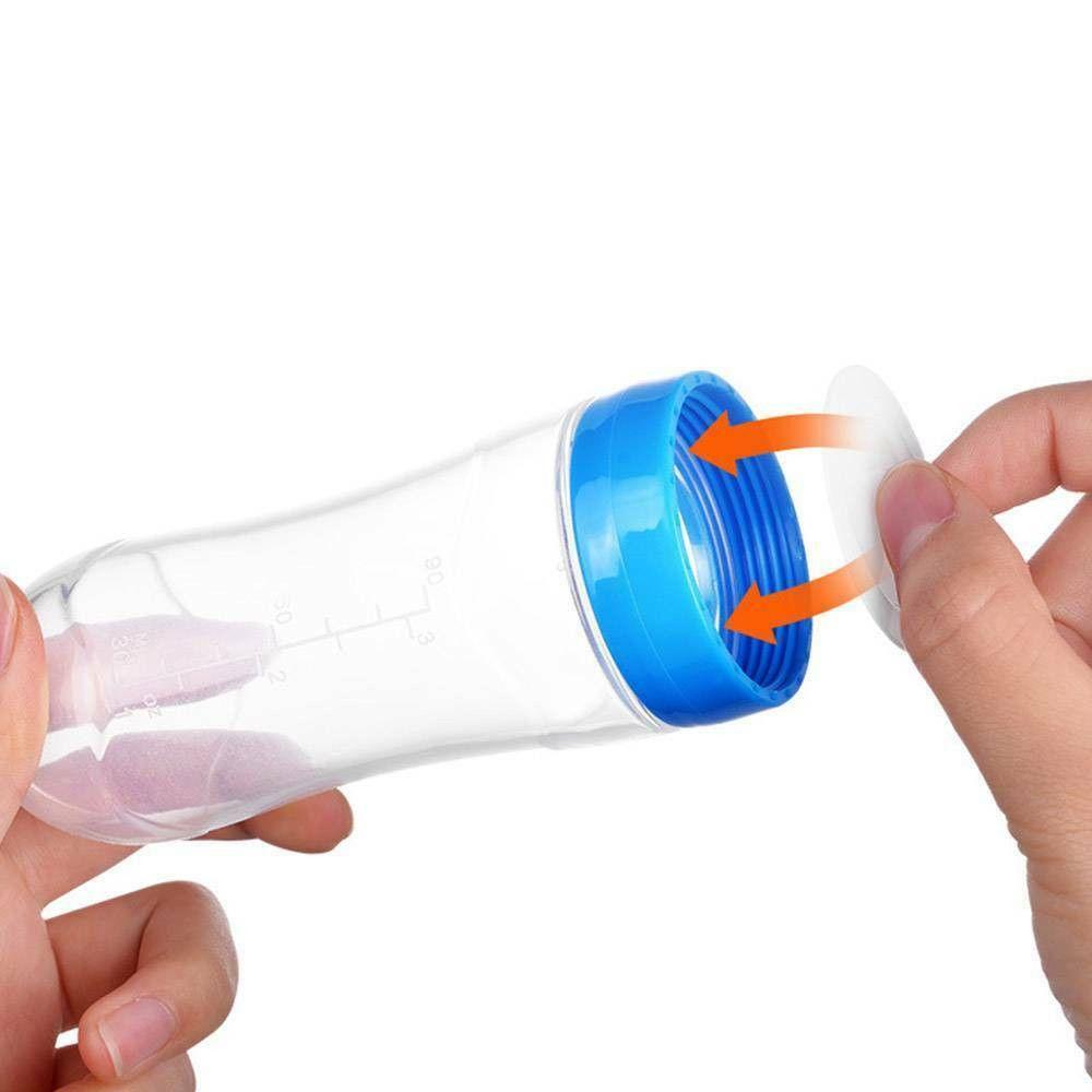 90ML Safety Squeeze Milk Bottle Food Rice Feeder With Spoon Feeding Bottle