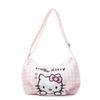Hello Kitty Pattern Grid Canvas Satchel Bag With Zipper Closure For Teens And Kid