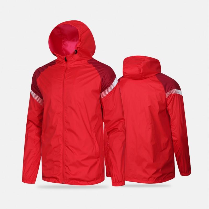 Mens Hooded Windproof Rain Jacket Long Sleeve Cycling Training Outerwear 70D Nylon Woven Sport Coat