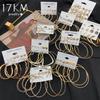 17KM Vintage Geometirc Metal Hoop Earrings Set, Women's Gold and Silver Color Circle Hoop Earrings Jewelry Gifts