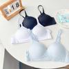 Japanese simple small fresh student high school girl bra no steel ring no trace light and comfortable triangle cup underwear
