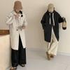 Korean Loose Small Cocoon-shaped Casual Hooded Double-sided Wool Coat Autumn and Winter Single-breasted Mid-length Coat for Women