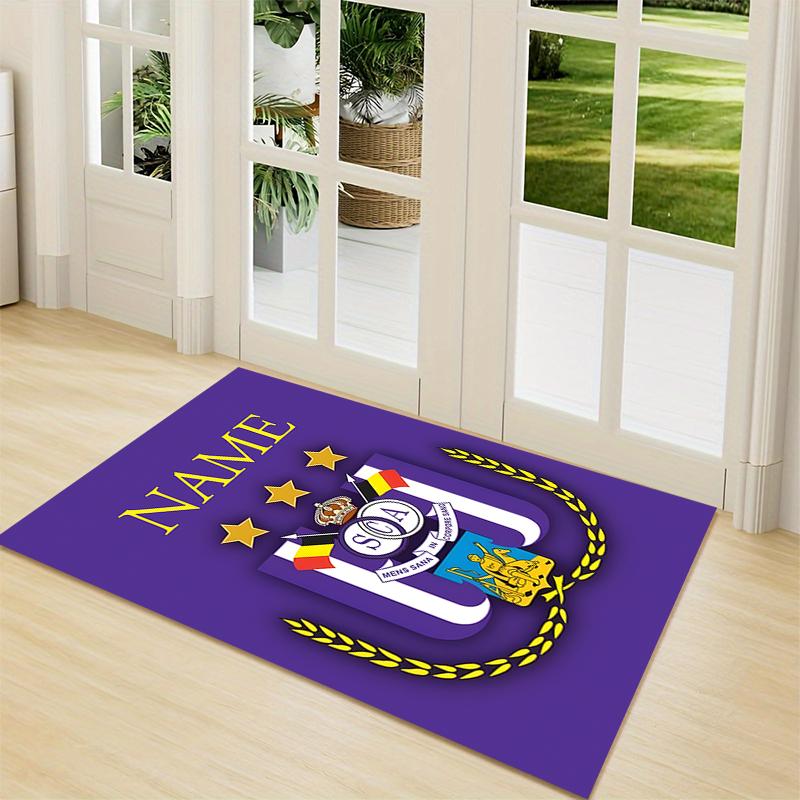 Custom Name Royal Soccer Team Crest Carpet Rug Customizable Soft Washable Anti-Slip Home Living Room Sofa Mats Personalized Rug. 0909209