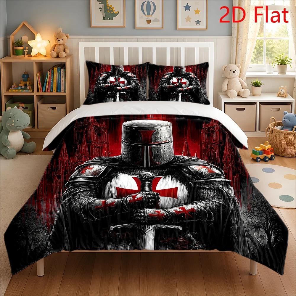 3-Piece Duvet Cover Set, 1Pc Duvet Cover and 2Pcs Pillowcases (Filling Not Included) 2D Flat Printing, Duvet Cover 3-Piece Set, Medi