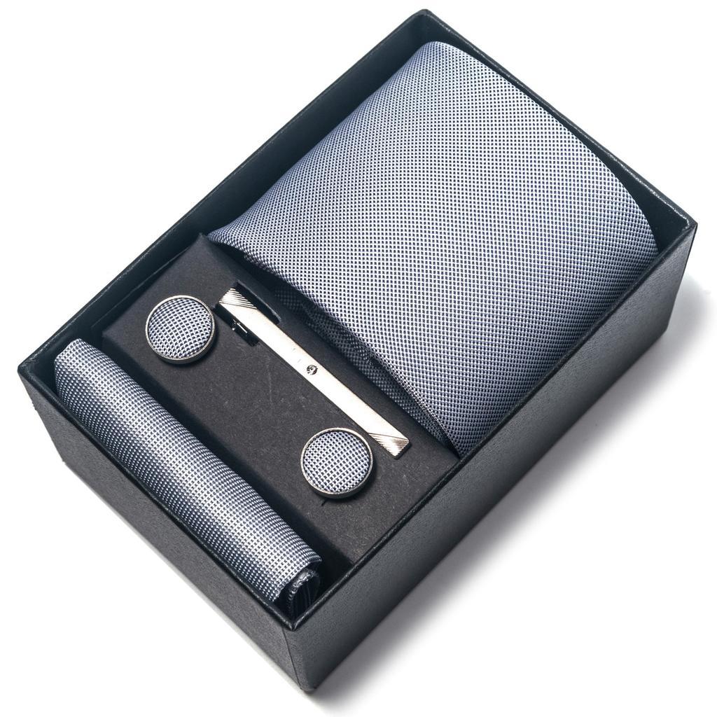 Галстук мужской деловой подарочный набор из шести предметов в полоску сетчатый цвет ручной работы 8 см с подарочной упаковкой