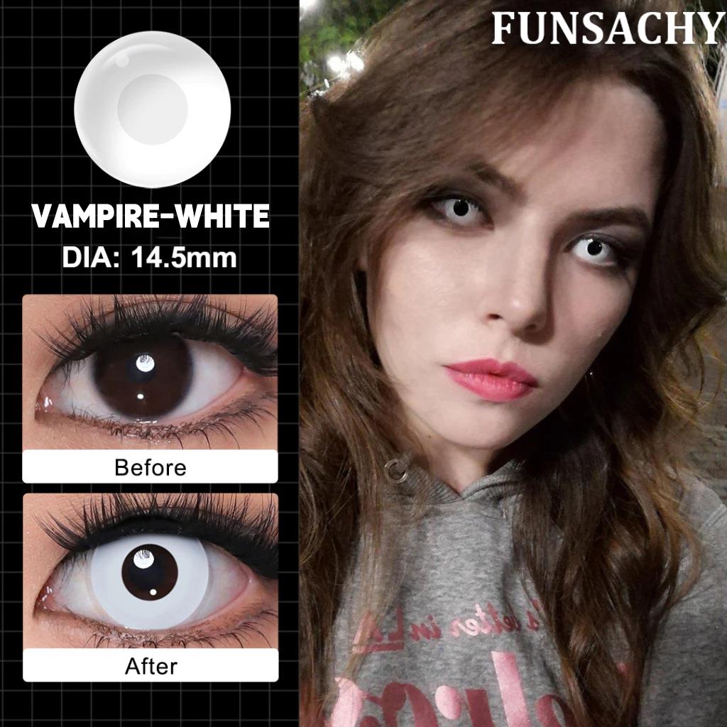 FUNSACHY Cosplay Black White Contact Lenses for Eyes 1Pair Colored Anime Lens Eye Makeup Pupil Halloween Women Men's Accessories