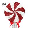 Candy Themed Party Supplies Macaron Spiral Lollipop Christmas Tree Topper, Foam Ornament with Colorful Fake Sweets Bow, Sweet Decoration Prop